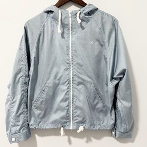 Hurley Full Zip Jacket Womens Size Small Blue and White Lightweight‎ Hooded
